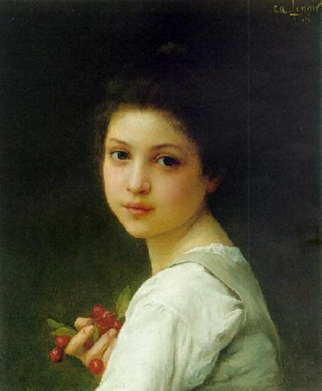 Charles-Amable Lenoir Portrait of a young girl with cherries Germany oil painting art